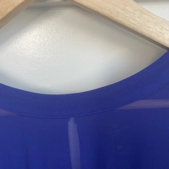 Royal blue shirt with sheer upper chest panel and sleeves. Sz 2x - Picture 8 of 9